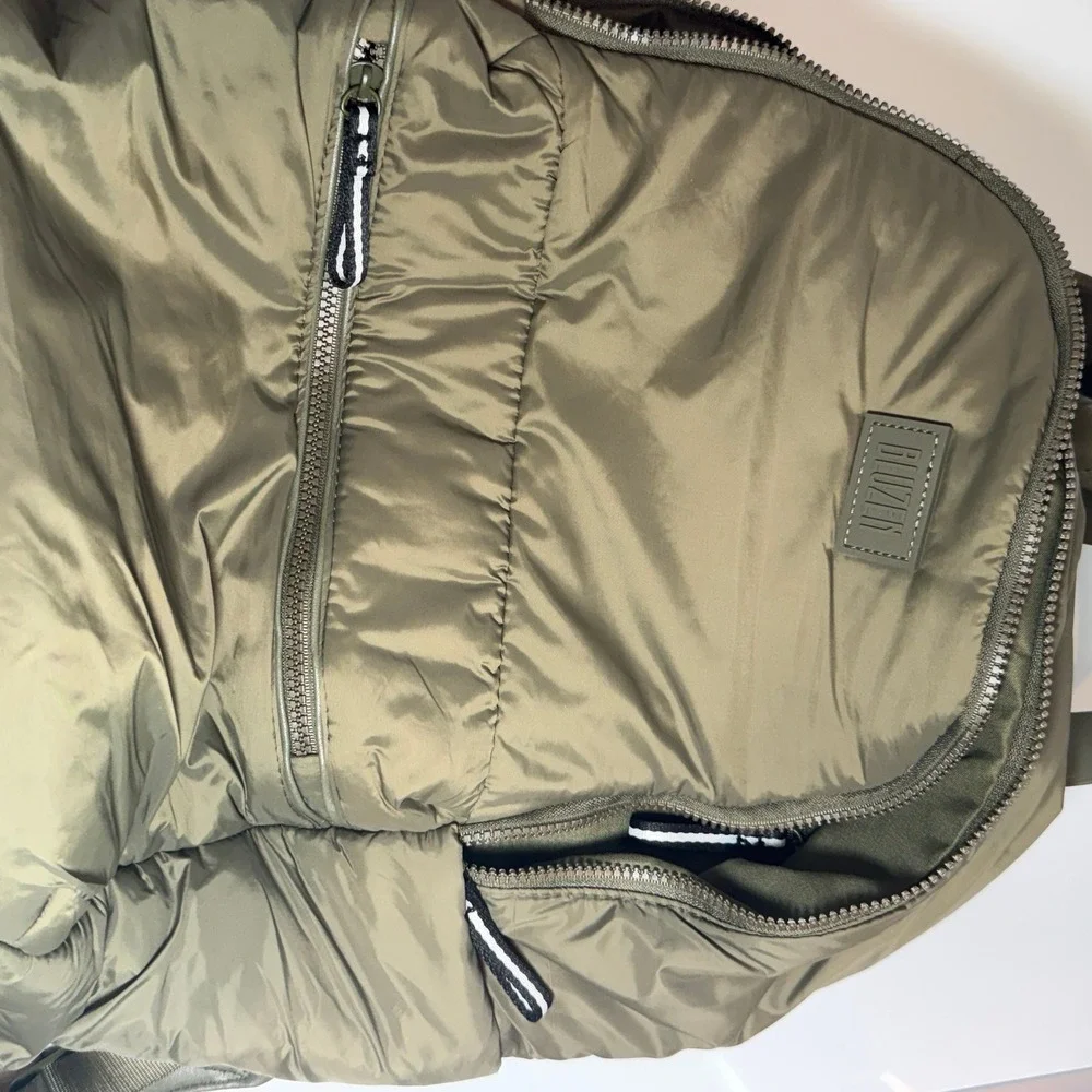 BLUZEN Puffer Backpack Quilted Nylon Olive Green Lightweight Carry All‎ Bag